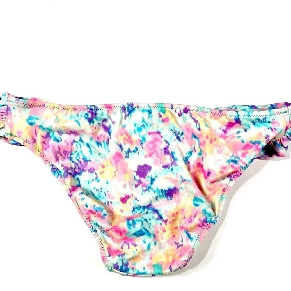 VICTORIAS SECRET WHITE & PASTEL SWIM BOTTOM SIZE S